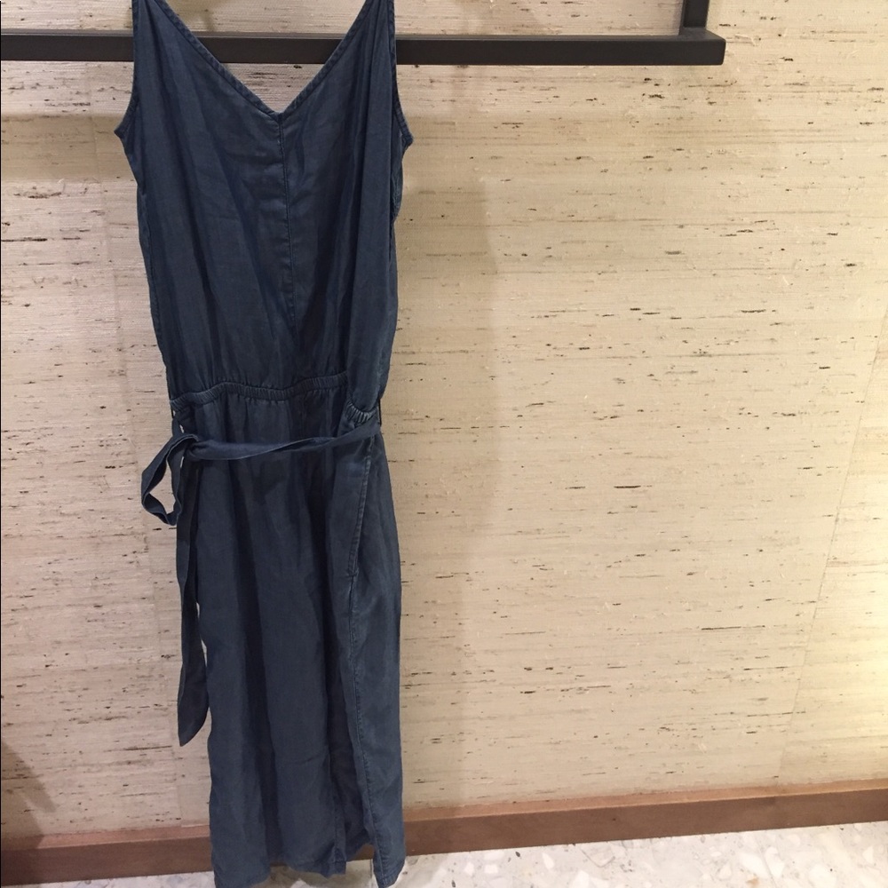 Crop denim jumpsuit